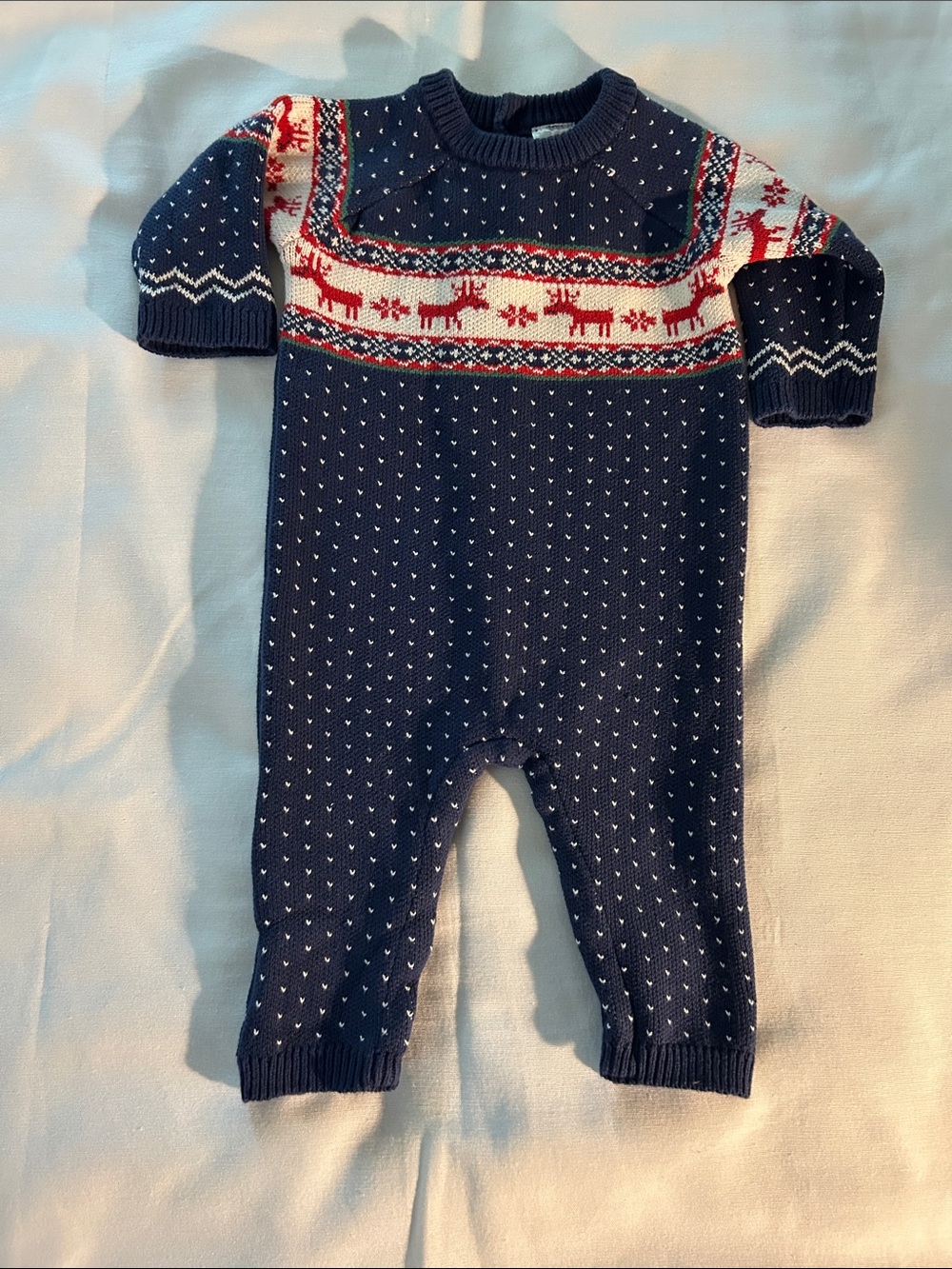 Hanna Andersson knit Holiday romper, 6-12 mo